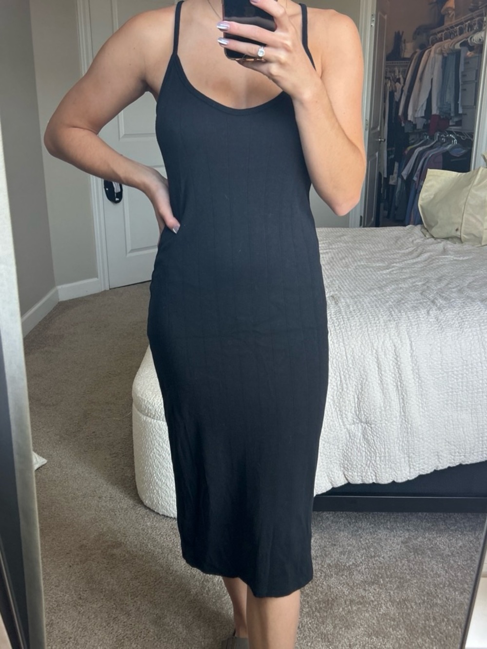 wild fable Black Spaghetti Strap Midi Dress
